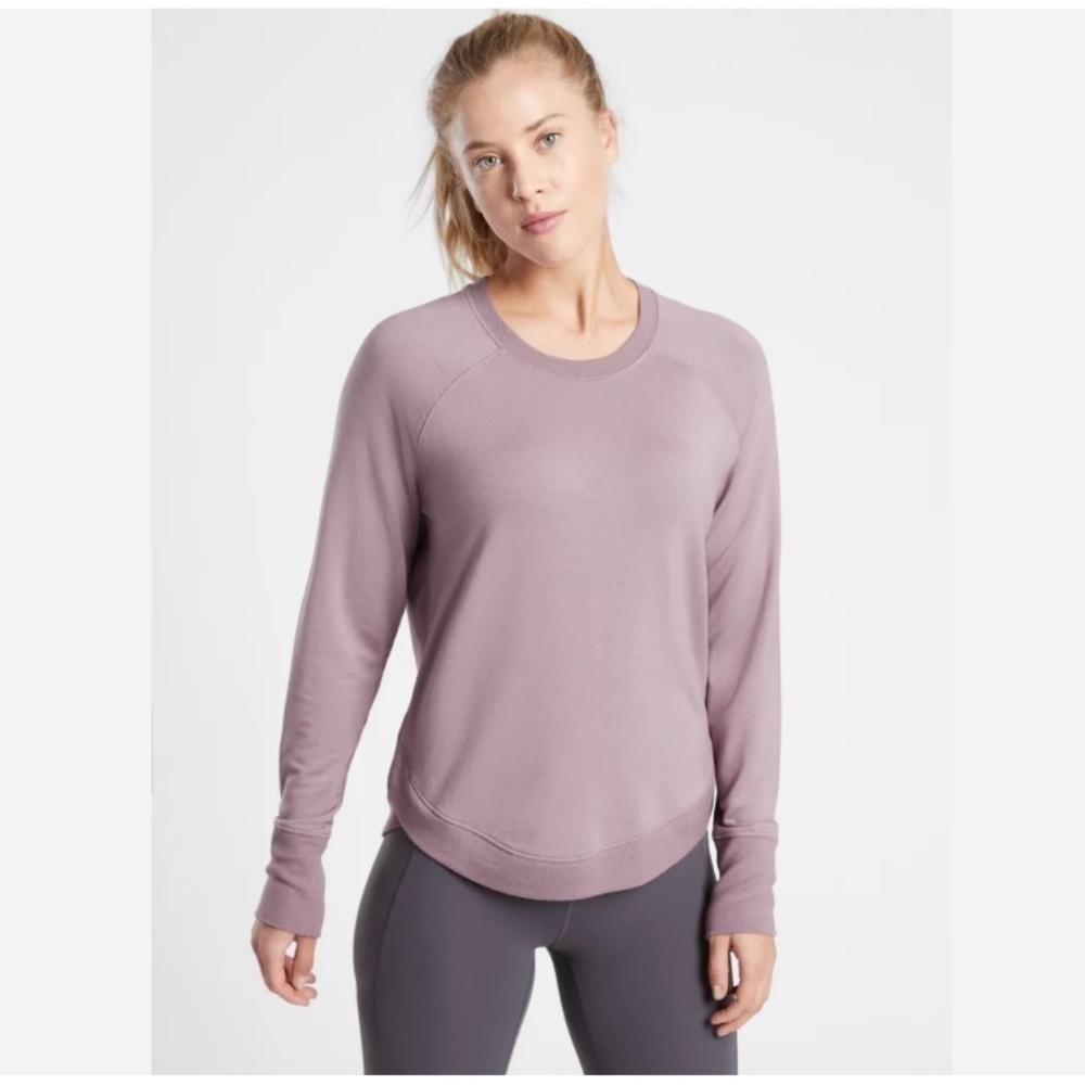 Athleta Top Womens Small Mindset Sweatshirt Crewneck Flora Mauve Activewear Pink